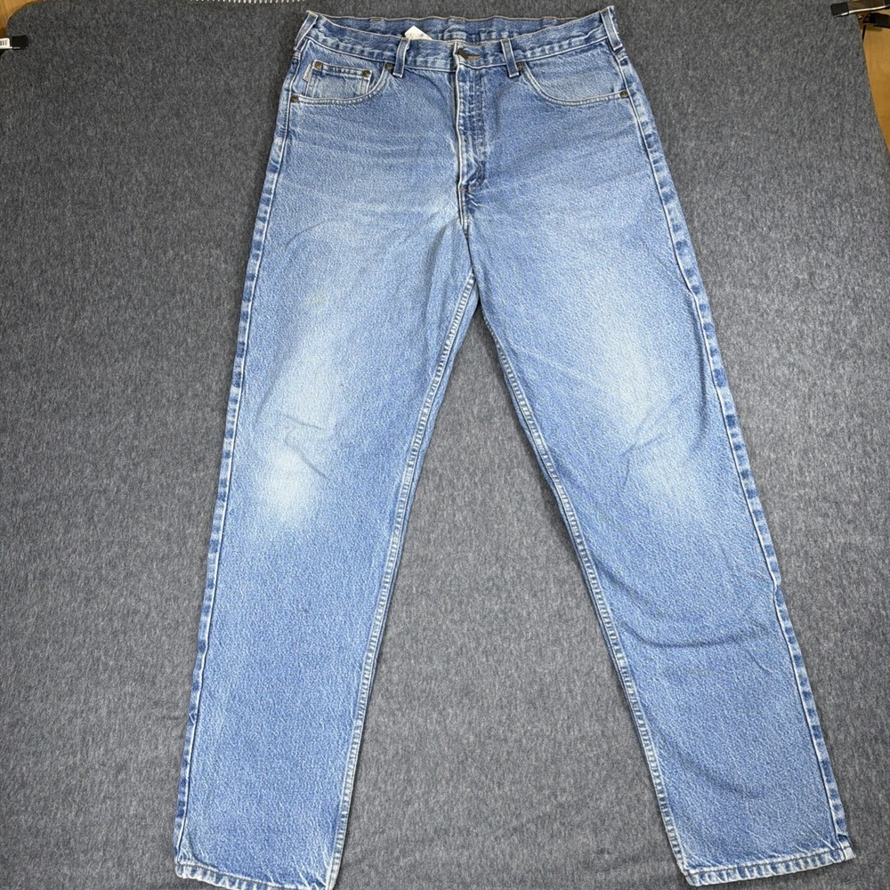 Carhartt Jeans Men's 36x34 Blue B17 DST Denim Relaxed Fit Baggy Work
